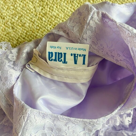 L.A. Tara for kids Purple Lace Flared Layered Dress Girls size 8 with flower - Picture 7 of 8